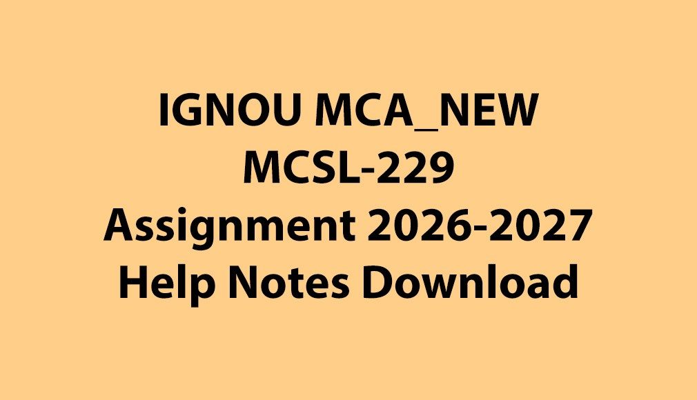 IGNOU MCA NEW, OL MCSL-229 Cloud and Data Science Lab Solved Assignment Jul 2026 Jan 2027 Download